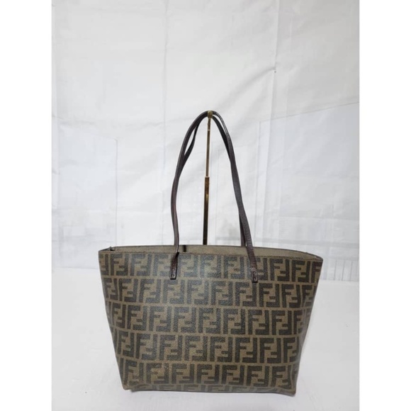Authentic Fendi Tobacco Zucca Coated Canvas Spalmati Roll Shopper Tote B… - Picture 4 of 13